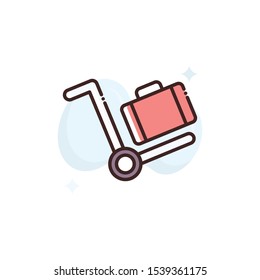 Trolley vector illustration. Outline filled Travel & Tourism icons.