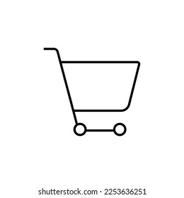 Trolley Vector Line Icon. Vector sign drawn with black thin line. Editable stroke. Perfect for UI, apps, web sites, books, articles