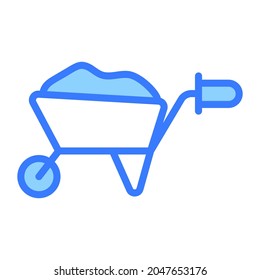 trolley vector outline icon, blue line vector design