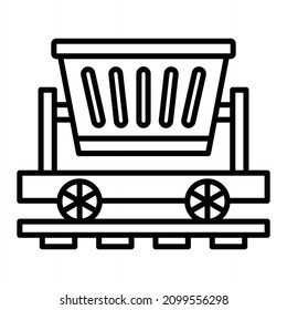 Trolley Vector Outline Icon Isolated On White Background
