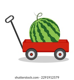 Trolley with watermelon, vector illustration
