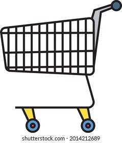 Trolley with Wheels Vector Icon Design, Retail Shop Equipment Symbol, Supermarket fixtures Sign, Grocery Store Supplies Stock illustration, Shopping Cart Concept