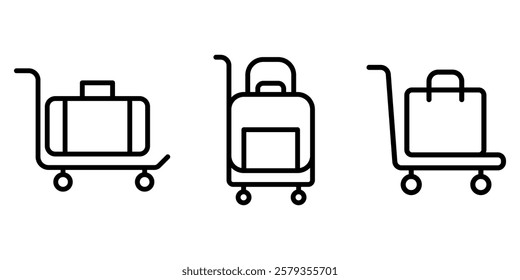 trolley-bag outline or line icon design bundle.