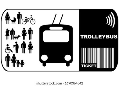 Trolleybus-Fahrkarte einzeln auf weißem Hintergrund