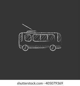 Trolleybus. Drawn in chalk icon.
