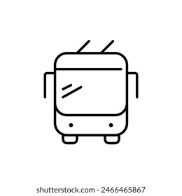 Trolleybus. Electricity powered tram bus. Clean urban mobility transportation. Pixel perfect vector icon