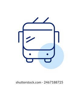 Trolleybus. Electricity powered tram bus. Clean urban mobility transportation. Pixel perfect, editable stroke icon