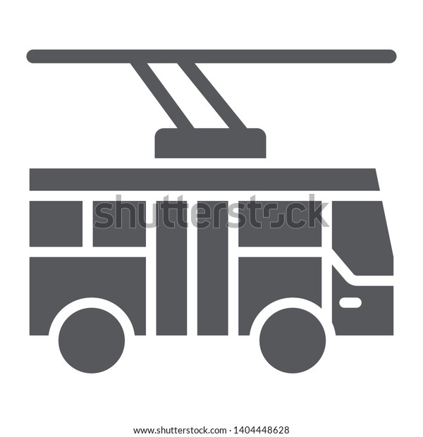 Trolleybus glyph icon, transportation and public,\
city traffic sign, vector graphics, a solid pattern on a white\
background, eps 10.