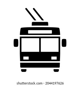 Trolleybus Icon. Black Stencil Design. Vector Illustration.