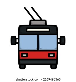 Icono del Trolebús. Contorno de negrita editable con diseño de relleno de color. Ilustración vectorial.
