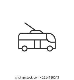 Trolleybus icon in flat style. Trolley bus vector illustration on white isolated background. Autobus vehicle business concept.