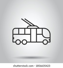 Trolleybus icon in flat style. Trolley bus vector illustration on white isolated background. Autobus vehicle business concept.