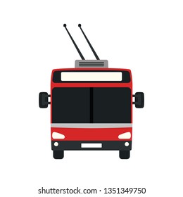 Trolleybus icon front view. Flat color design. Vector illustration.