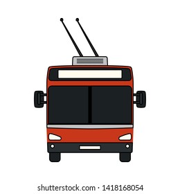 Trolleybus Icon. Outline With Color Fill Design. Vector Illustration.
