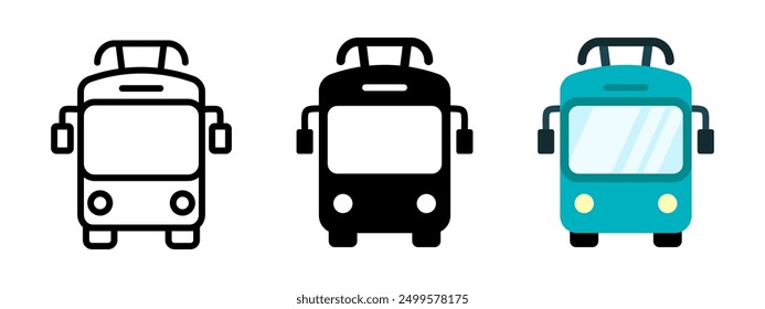 Trolleybus icon. Trolley bus vector illustration. Electric public transport symbol. Tram on the wheels sign isolated.