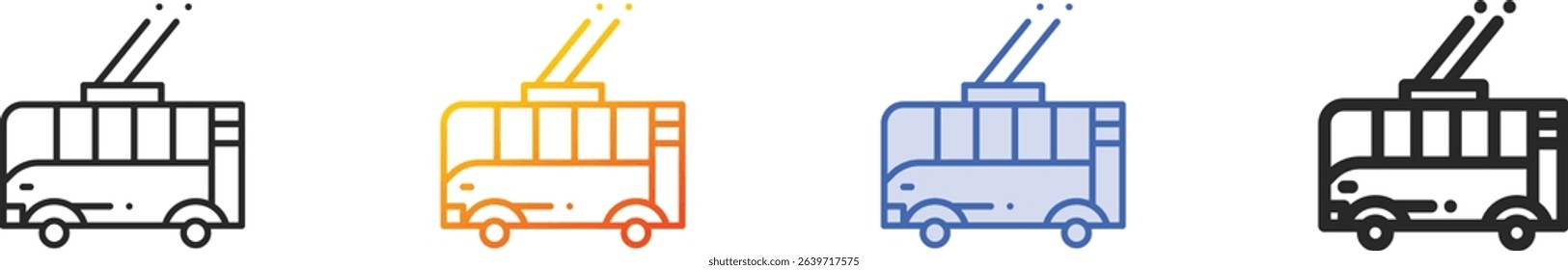 trolleybus icon.Thin Linear, Gradient, Blue Stroke and bold Style Design Isolated On White Background