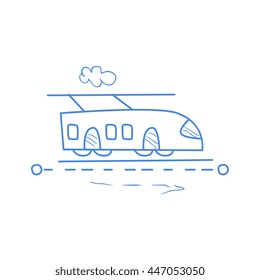 Trolleybus On The Road With Dotted Line Route