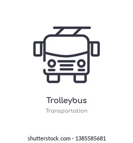 trolleybus outline icon. isolated line vector illustration from transportation collection. editable thin stroke trolleybus icon on white background