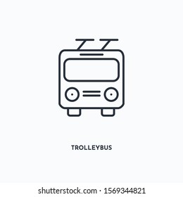 Trolleybus outline icon. Simple linear element illustration. Isolated line Trolleybus icon on white background. Thin stroke sign can be used for web, mobile and UI.