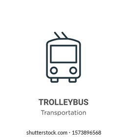 Trolleybus outline vector icon. Thin line black trolleybus icon, flat vector simple element illustration from editable transportation concept isolated on white background