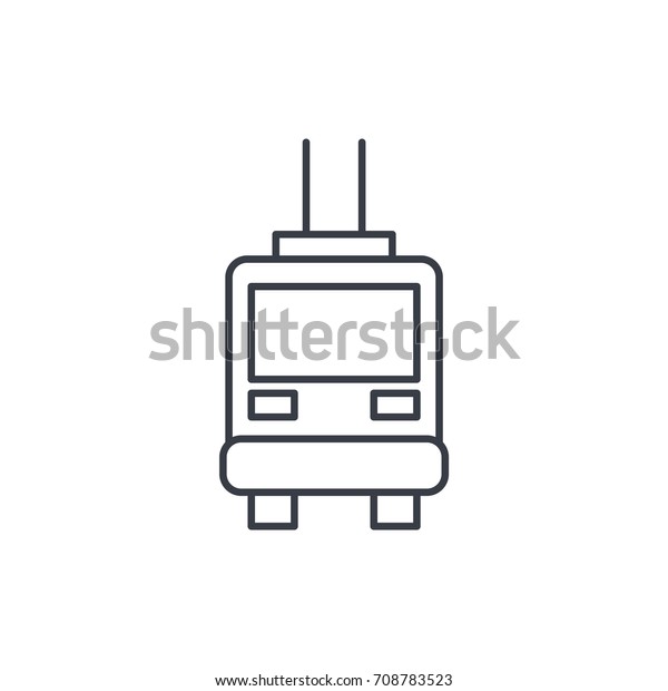trolleybus,\
passenger transport thin line icon. Linear vector illustration.\
Pictogram isolated on white\
background