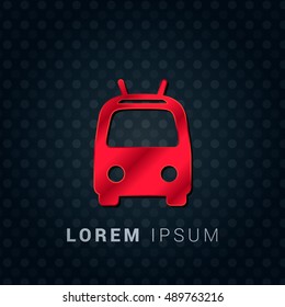 Trolleybus Red chromium precious metallic 3D Icon / Logo Design