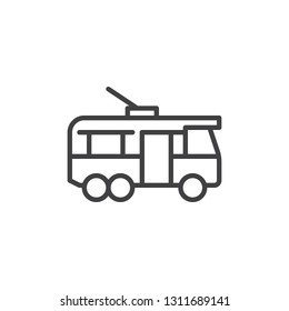 Trolleybus side view line icon. linear style sign for mobile concept and web design. Electric trolleybus outline vector icon. Symbol, logo illustration. Pixel perfect vector graphics