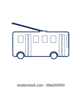Trolleybus sign. Vector. Flat style black icon on white.