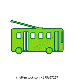 Trolleybus sign. Vector. Lemon scribble icon on white background. Isolated