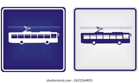 Trolleybus station sign traffic. vector