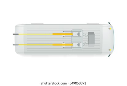 Trolleybus top view icon. Trolley roof flat vector illustration isolated on white background. City public ecologic electric transport. For game environment, urban infographics, logo, web design