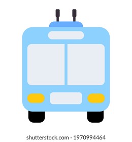 Trolleybus vector icon in doodle design