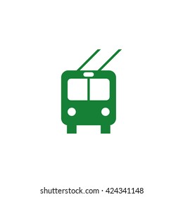 Trolleybus. Vector icon green
