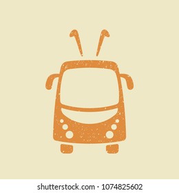 Trolleybus vector illustration. Flat icon in grunge style