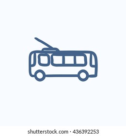 Trolleybus vector sketch icon isolated on background. Hand drawn Trolleybus icon. Trolleybus sketch icon for infographic, website or app.
