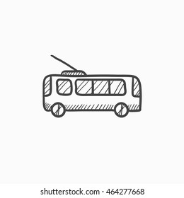Trolleybus vector sketch icon isolated on background. Hand drawn Trolleybus icon. Trolleybus sketch icon for infographic, website or app.