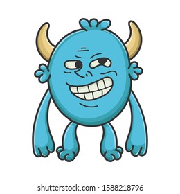 Trolling meme cartoon furry creature monster isolated on white