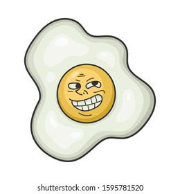 Trolling meme fried egg cartoon illustration isolated on white