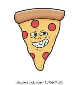 Trolling meme slice of pizza cartoon isolated on white