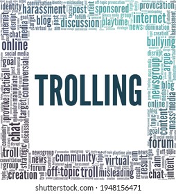 Trolling vector illustration word cloud isolated on a white background.
