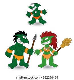 Trolls family on white background