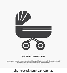 trolly, baby, kids, push, stroller Icon. glyph vector gray symbol for UI and UX, website or mobile application