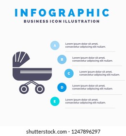 trolly, baby, kids, push, stroller Infographics Template for Website and Presentation. GLyph Gray icon with Blue infographic style vector illustration.