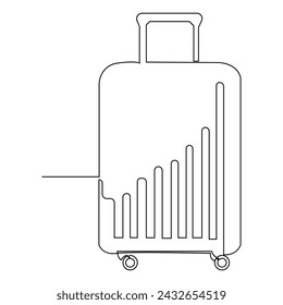 Trolly bag Continuous one line art vector of luggage design and illustration