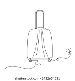 Trolly bag Continuous one line art vector of luggage design and illustration