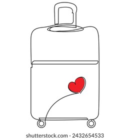 Trolly bag Continuous one line art vector of luggage design and illustration
