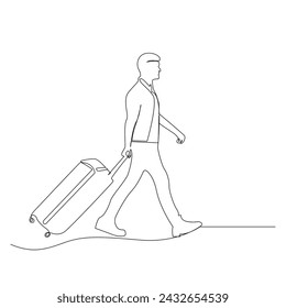Trolly bag Continuous one line art vector of luggage design and illustration