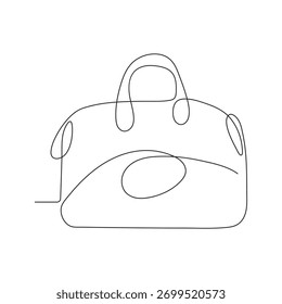 Trolly bag Continuous one line art vector of luggage design and Vector illustration.