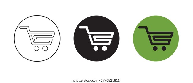 Trolly icon set for e commerce and online shopping. Shopping cart trolley icon vector set for retail marketplace online shop checkout store basket interface elements