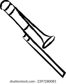 Trombon hand drawn vector illustration